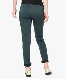 pantalon slim uni 5 poches matiere stretch vert pantalons7786001_3