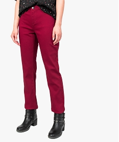 pantalon uni regular en stretch rouge pantalons7786101_1