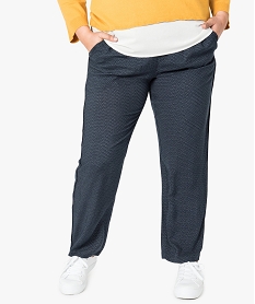 GEMO Pantalon femme grande taille large et fluide imprimé à taille élastiquée Imprimé