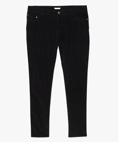pantalon femme 5 poches coupe ajustee en velours noir pantalons et jeans7788601_4