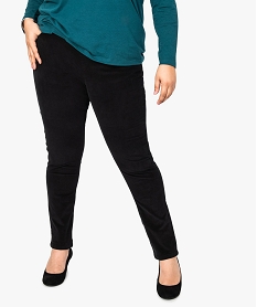GEMO Jegging femme en velours uni noir standard