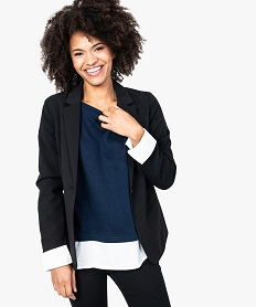 GEMO Veste de tailleur unie 1 bouton Noir