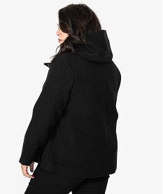 manteau femme court en drap de laine avec col montant et capuche noir7790501_3