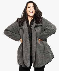 GEMO Manteau femme façon cape en maille noir chine