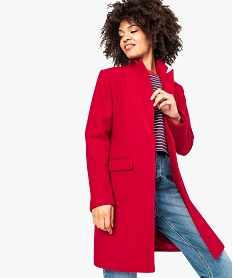 manteau uni avec grand col et fermeture un bouton rouge7791101_1