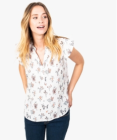 GEMO Blouse à manches courtes volantées argente