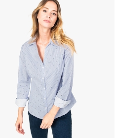 GEMO Chemise cintrée pour femme avec motifs kaki chine