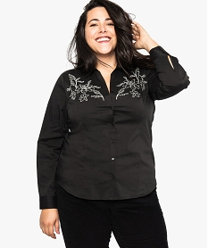 chemise femme avec broderies pailletees sur la poitrine noir chemisiers et blouses7793701_1