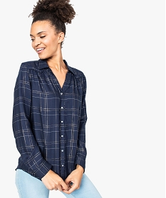 GEMO Chemise femme à carreaux avec fronces poitrine Multicolore