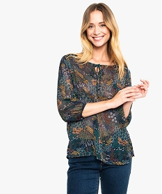 GEMO Blouse imprimée transparente violet chine