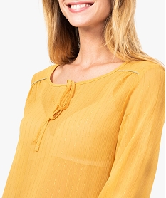 blouse transparente avec fils pailletes jaune7795601_2