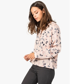 GEMO Blouse fleurie fluide à taille élastiquée argente