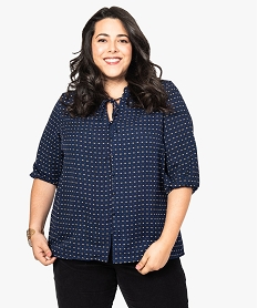 GEMO Blouse femme boutonnée et fluide à motifs kaki standard