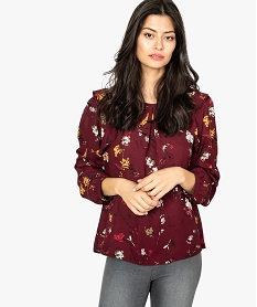 GEMO Blouse imprimée avec emmanchures volantées violet chine