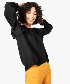 GEMO Blouse imprimée avec emmanchures volantées noir standard
