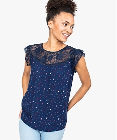 GEMO Blouse sans manches à motifs et dentelle Imprimé