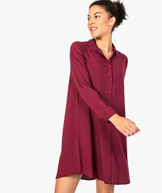 GEMO Robe-chemise imprimée fluide coupe trapèze pour femme kaki fonce
