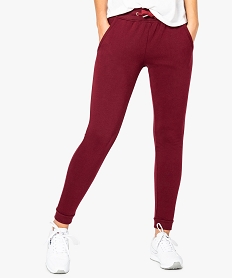 GEMO Pantalon de jogging femme en jersey molletonné Rouge