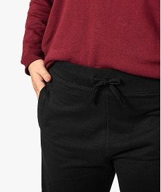 pantalon de jogging femme en jersey bouclette avec ceinture plate noir7801501_2