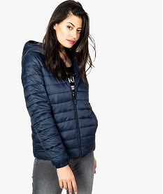 GEMO Doudoune femme fine à capuche bleu standard