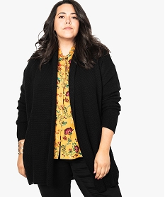 GEMO Gilet femme long porté ouvert avec col châle noir standard