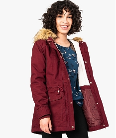 GEMO Parka à capuche avec bord  amovible Rouge