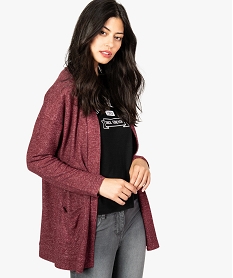 GEMO Gilet femme en maille chinée coupe longue porté ouvert Rouge