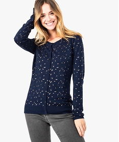 GEMO Gilet femme en viscose maille fine à motifs pailletés Imprimé