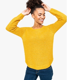GEMO Pull en grosse maille avec fil pailleté Orange