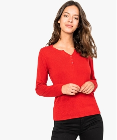 pull femme en maille fine avec col fantaisie rouge7814101_1