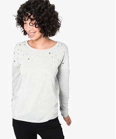 pull fantaisie a strass et ruban gris pulls7816901_1