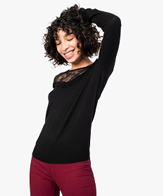 GEMO Pull fin à plastron dentelle noir standard