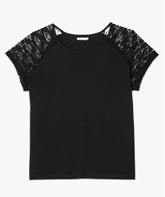 tee-shirt femme a manches raglan en dentelle noir7819801_4