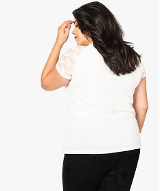 tee-shirt femme a manches raglan en dentelle blanc tee shirts tops et debardeurs7819901_3