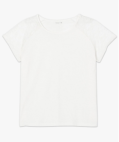 tee-shirt femme a manches raglan en dentelle blanc7819901_4