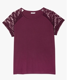 tee-shirt femme a manches raglan en dentelle violet7820101_4