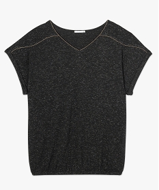 tee-shirt col v avec maille scintillante noir t-shirts col v7821101_4