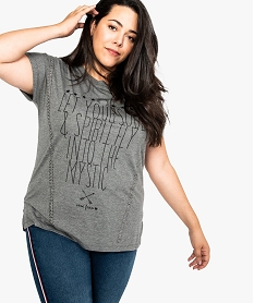 GEMO Tee-shirt avec message et clous métalliques Gris