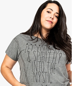 tee-shirt avec message et clous metalliques gris7821901_2