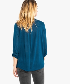 tee-shirt fluide pour femme avec manches longues retroussables bleu t-shirts manches longues7825401_3