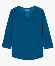 tee-shirt fluide pour femme avec manches longues retroussables bleu t-shirts manches longues7825401_4