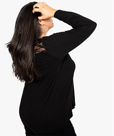 tee-shirt femme a manches longues avec empiecement dentelle noir7825601_3
