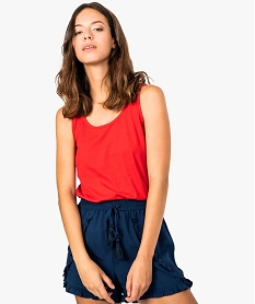 PULL BLEU CLAIR DEBARDEUR STR. ROUGE VERMILLON