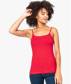 GEMO Top en coton stretch  pour femme avec fines bretelles rouge vif
