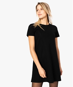 GEMO Robe trapèze pour femme en maille texturée Noir