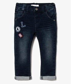 pantalon slim style denim a empiecements - lulu castagnette bleu jeans7831901_1