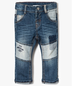 GEMO Pantalon en denim à empiècements délavés Bleu