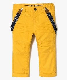 GEMO Pantalon avec surpiqures aux genoux et bretelles imprimées jaune standard