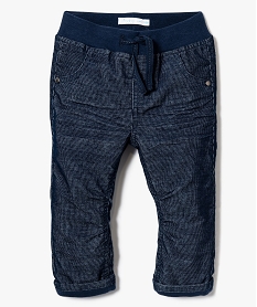 GEMO Pantalon en velours côtelé avec taille élastiquée bleu vif
