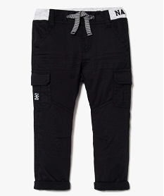 GEMO Pantalon uni à taille côtelée contrastante Gris